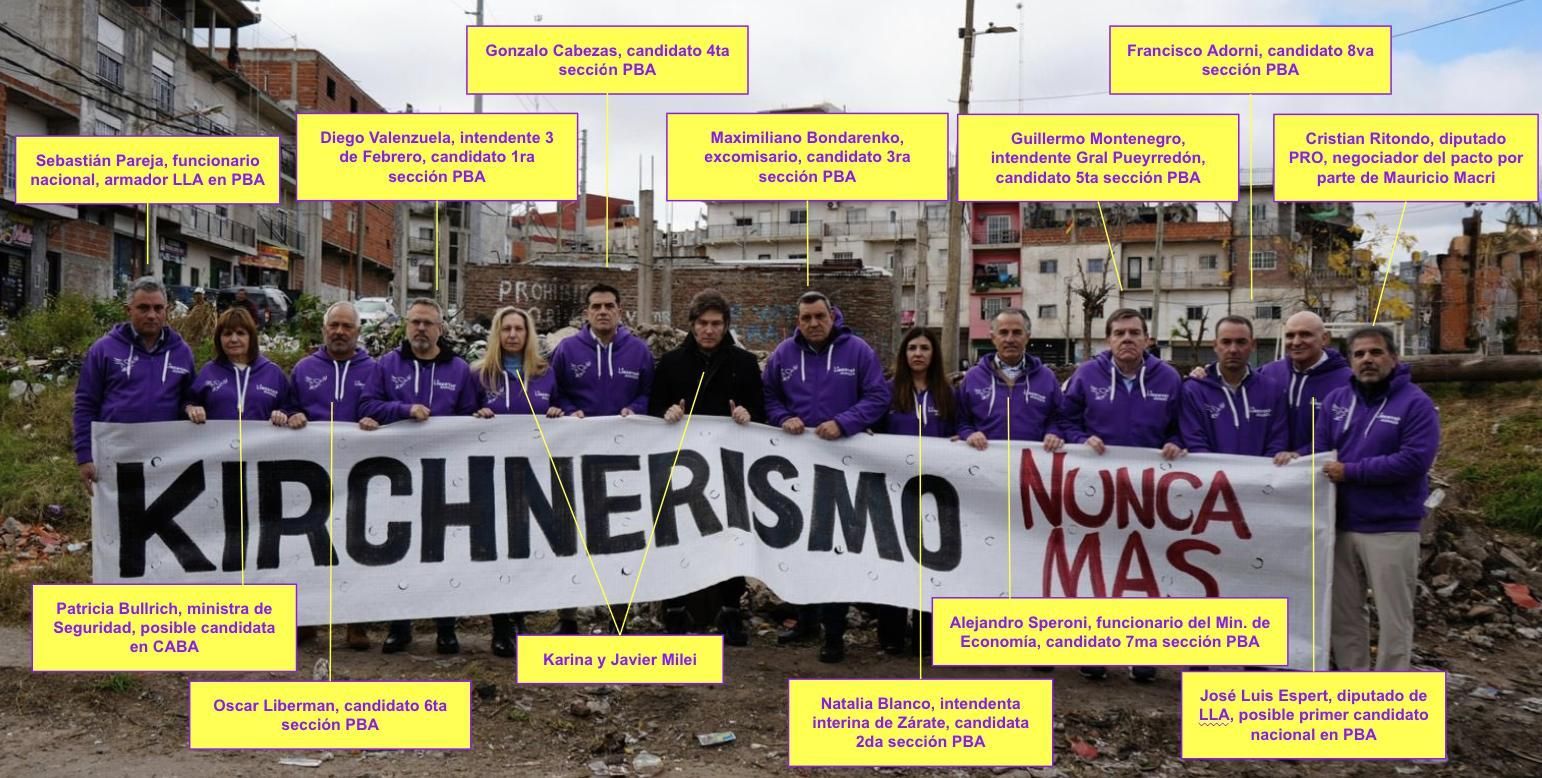 Quién es quién en la primera foto de Milei para la campaña bonaerense.