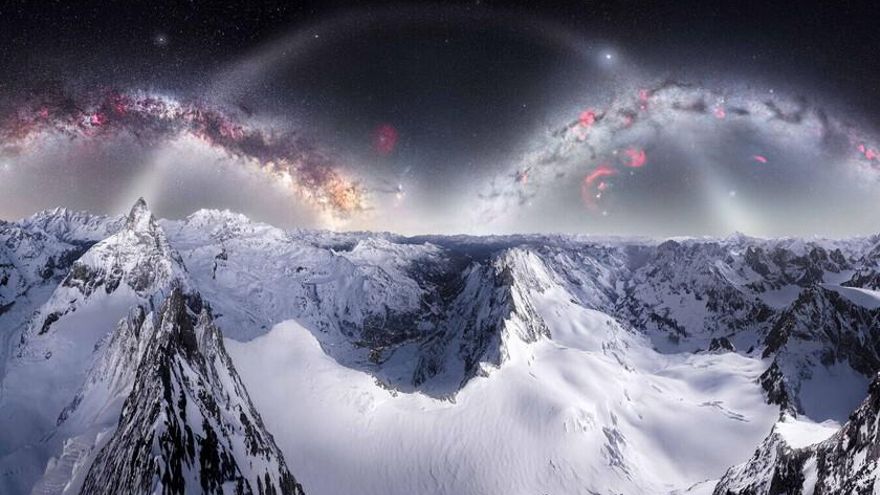 La foto que ha impresionado a la NASA: tres arcos de la Vía Láctea captados desde 4.200 metros y -28 grados en los Alpes