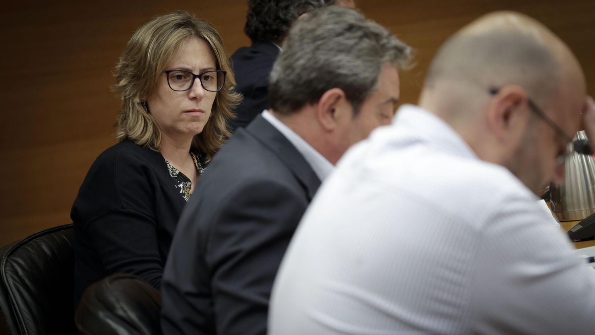 La portavoz adjunta del PP, Laura Chuliá, y el síndico de Vox, José María Llanos, en una sesión de la comisión de investigación de la dana del pasado 1 de julio.