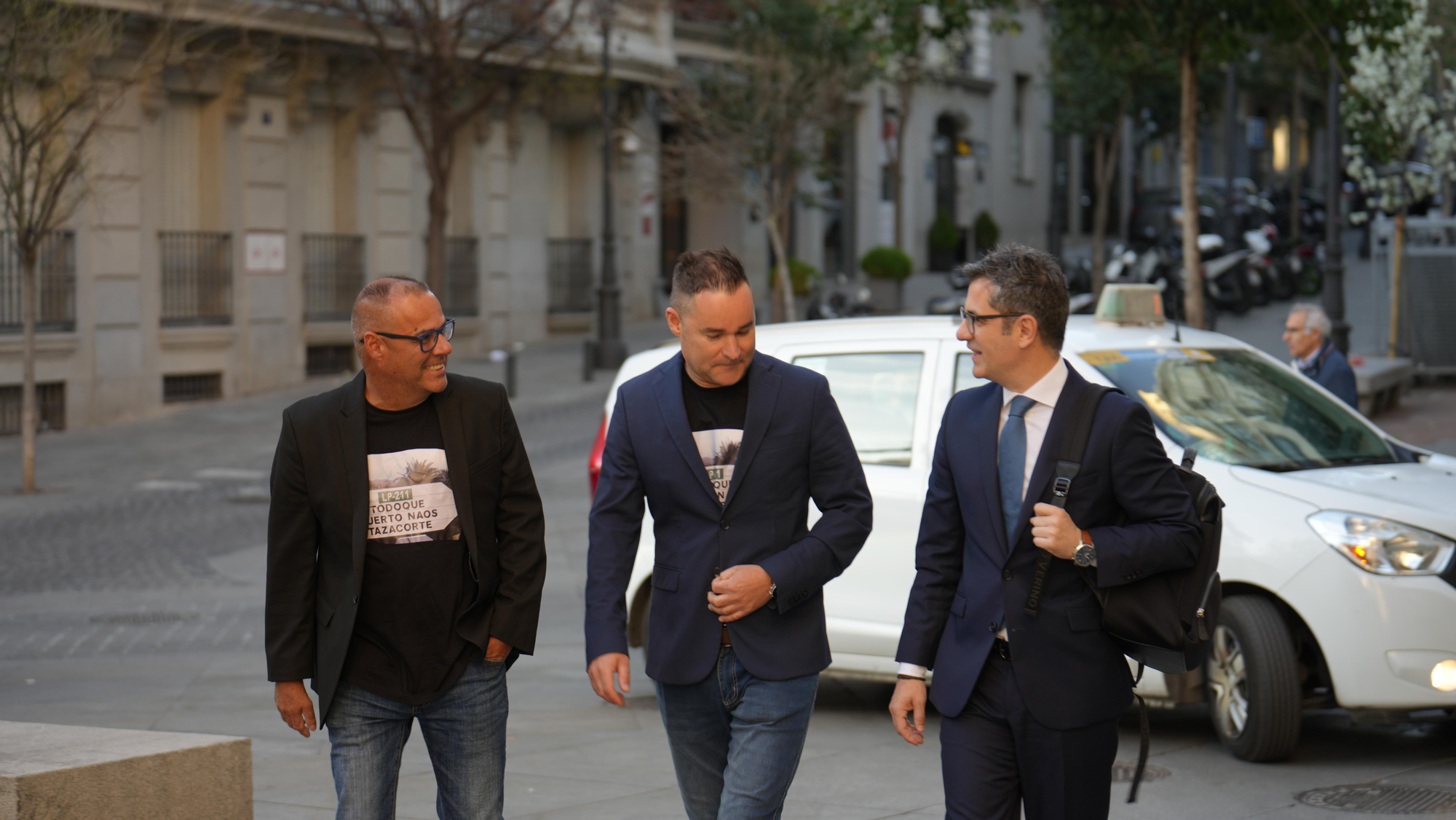 Los hermanos Jacob y Adalberto, afectados por el volcán de La Palma, visitan al ministro Félix Bolaños