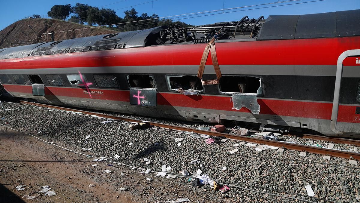 Estado en el que quedó parte del tren Iryo tras el accidente