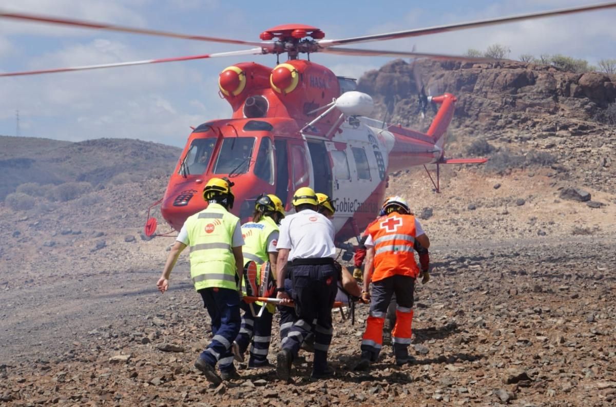 Simulacro de accidente aéreo en el sur de Gran Canaria