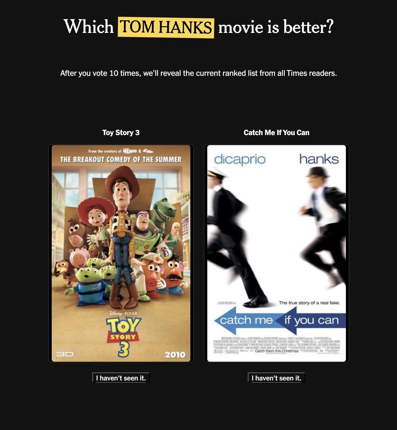 El juego de ranking de The New York Times