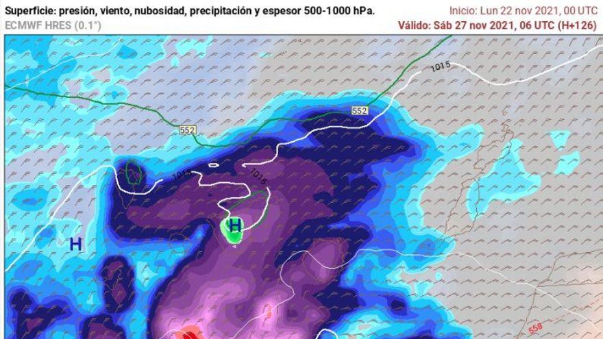Previsión meteorológica para el próximo sábado. / MODELO EUROPEO