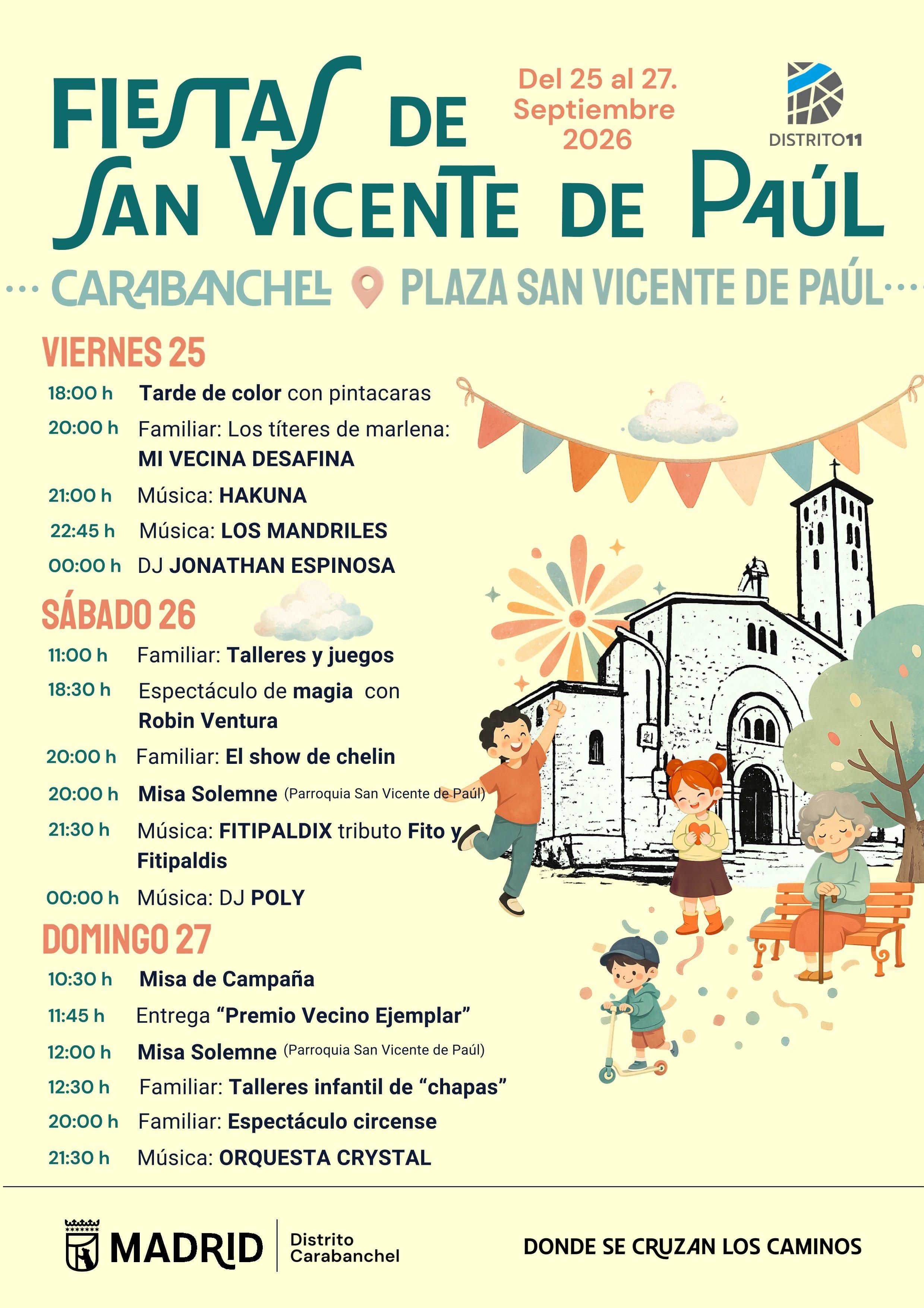 Cartel de las Fiestas de San Vicente de Paúl 2026 en Carabanchel