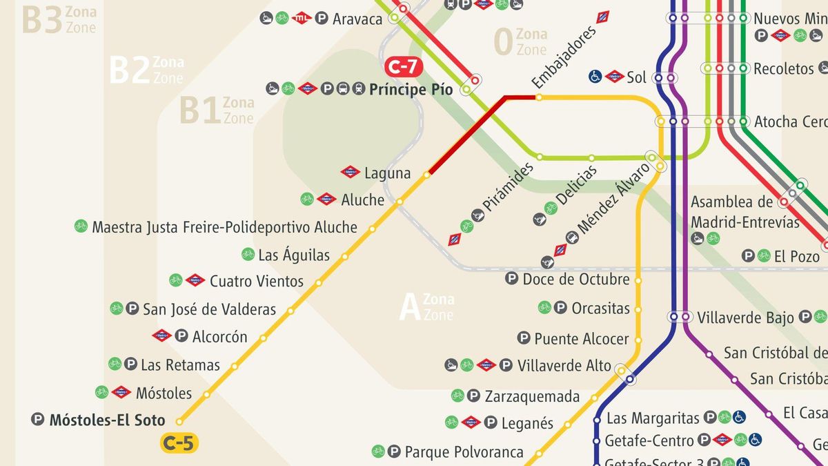 Retrasos de más de media hora en la C-5 de Cercanías por una incidencia entre Embajadores y Laguna