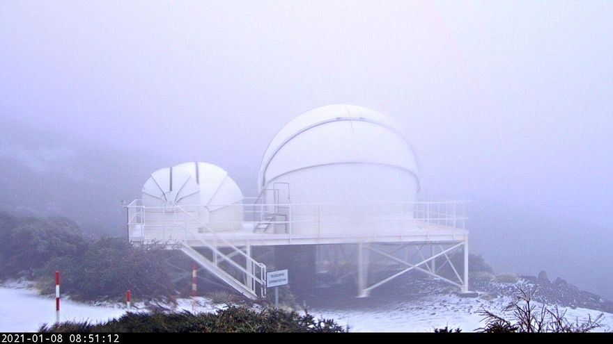 Nieve, carreteras heladas y desprendimientos en Canarias por el paso de la tormenta Filomena