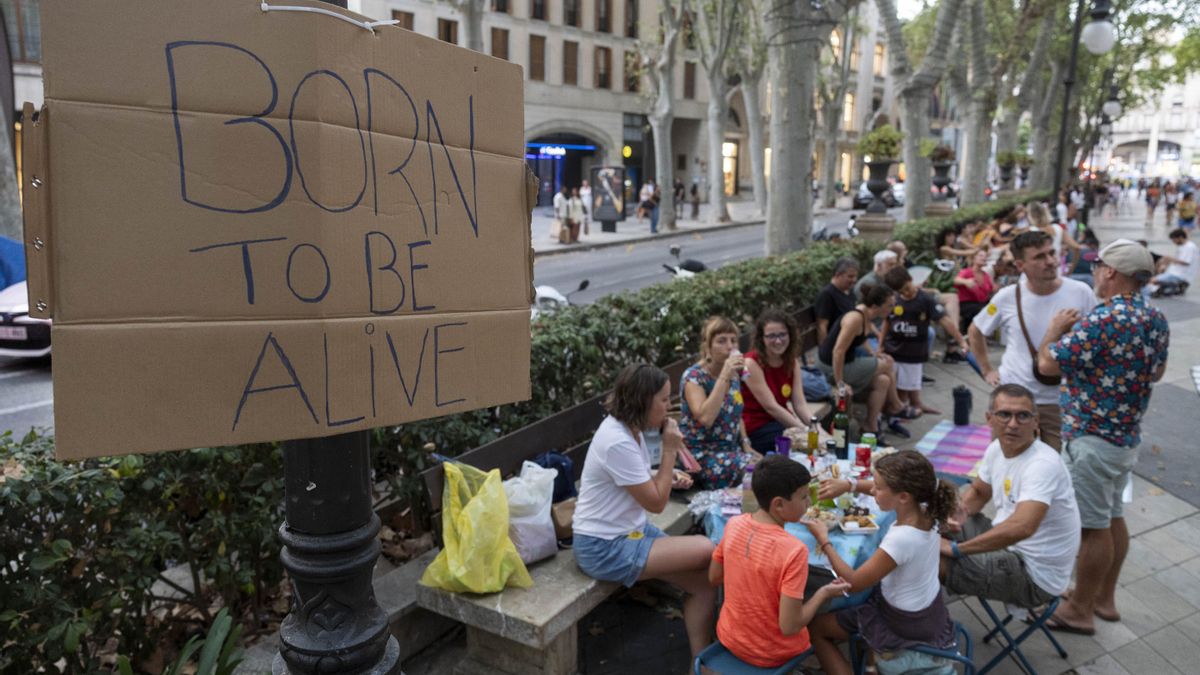 El cartel, "Born to be alive", evoca a la necesidad de que el Passeig del Born sea vivido por los residentes.