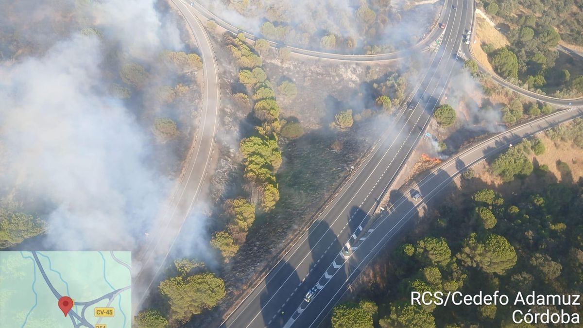 Imagen aérea de la zona afectada por el fuego.