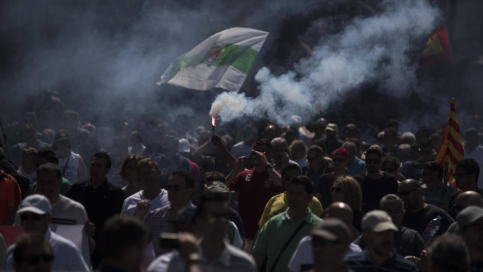 Protesta de taxistas en Madrid. Foto: Fernando Sánchez