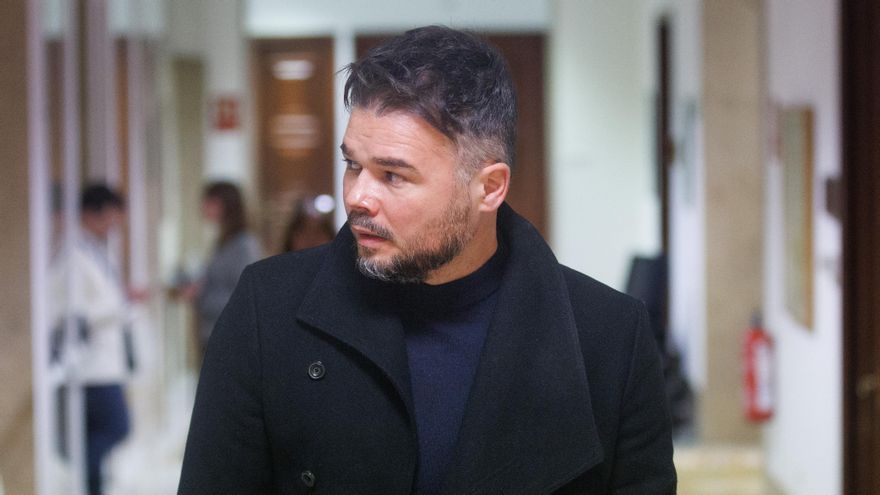 El portavoz de ERC en el Congreso, Gabriel Rufián, a su llegada a la reunión de la Junta de Portavoces.