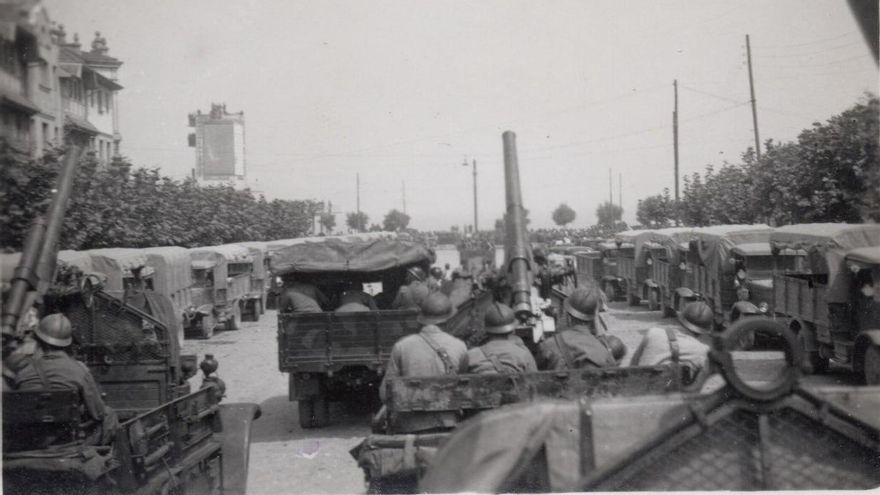 Entrada de las unidades de la artillería italiana en Santander el 27 de agosto de 1937.
