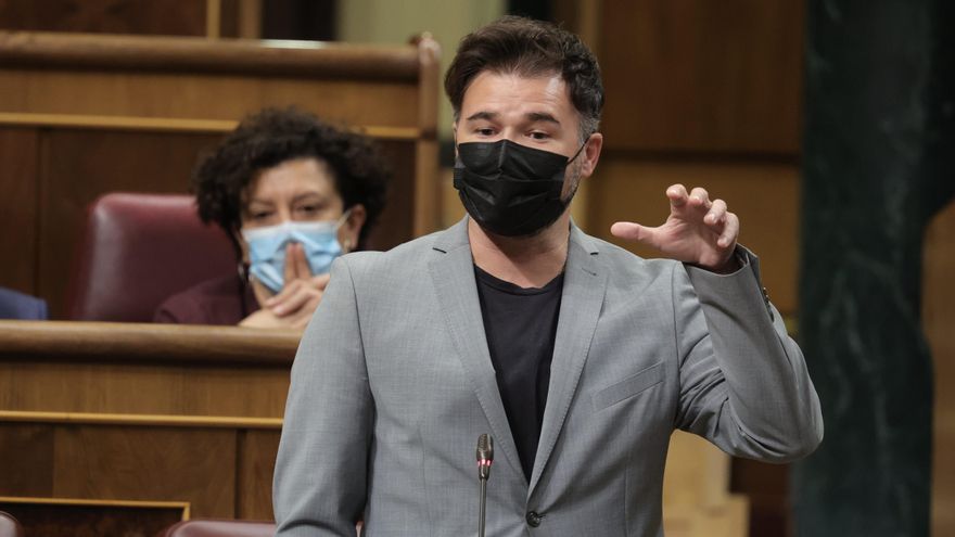 El portavoz de ERC en el Congreso, Gabriel Rufián, interviene en una sesión de control al Gobierno en el Congreso