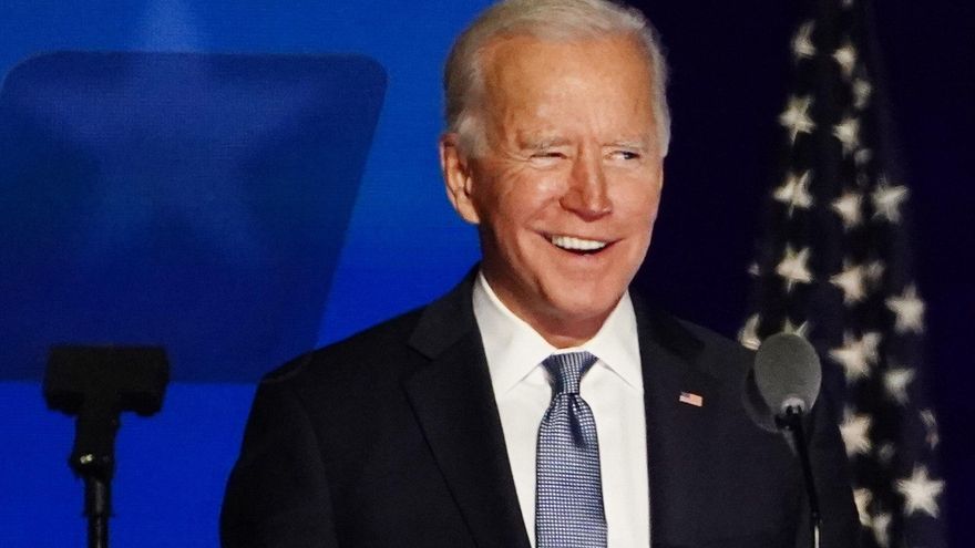 El expresidente estadounidense y candidato demócrata a la Casa Blanca, Joe Biden, fue registrado el pasado 3 de noviembre, al dar una declaración, en Wilmington (Delaware, EE.UU.). (Estados Unidos) EFE/Jim Lo Scalzon