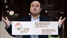 Andoni Ortuzar, en un acto en la pasada campaña electoral para las elecciones europeas.