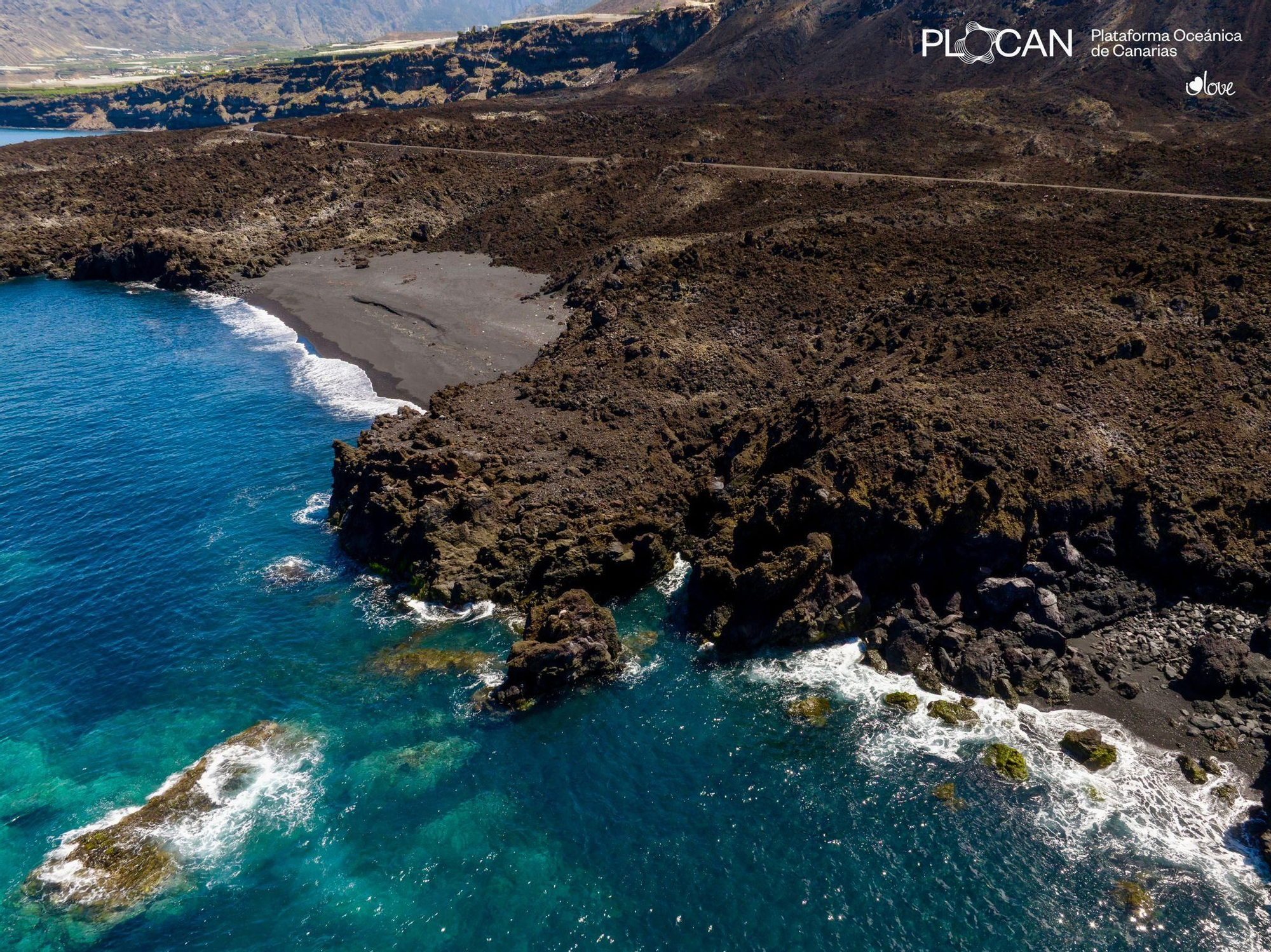 Nueva fajana o delta lávico creada por el volcán  Tajogaite (19 de septiembre-13 de diciembre 2021).