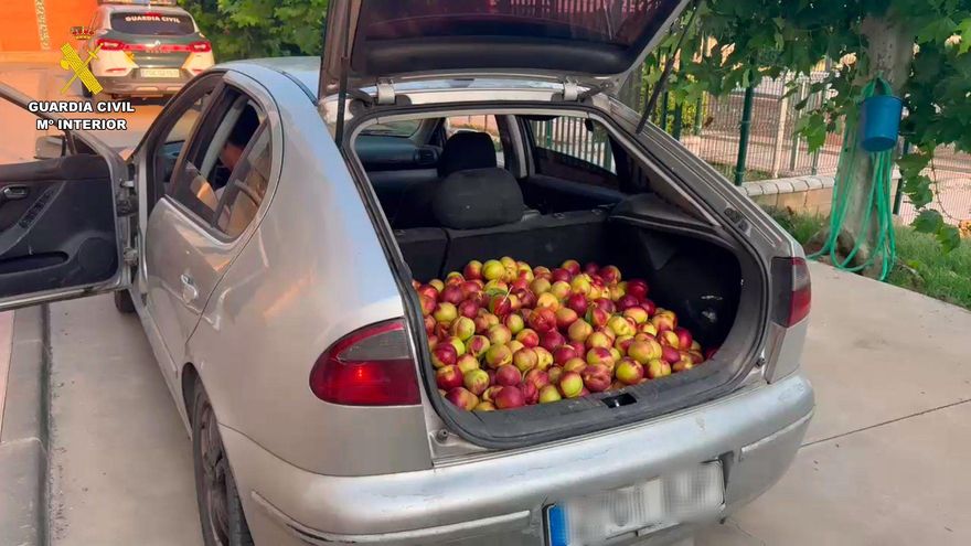 La Guardia Civil en La Rioja detiene un vehículo sospecho y encuentra en su interior 140 kilos de fruta robada