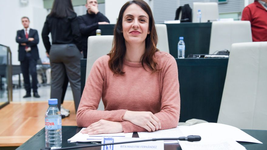 La jefa de la oposición del Ayuntamiento de Madrid y portavoz del grupo municipal de Más Madrid, Rita Maestre, durante una sesión ordinaria del pleno municipal, en el Palacio de Cibeles, a 28 de enero de 2025, en Madrid (España).