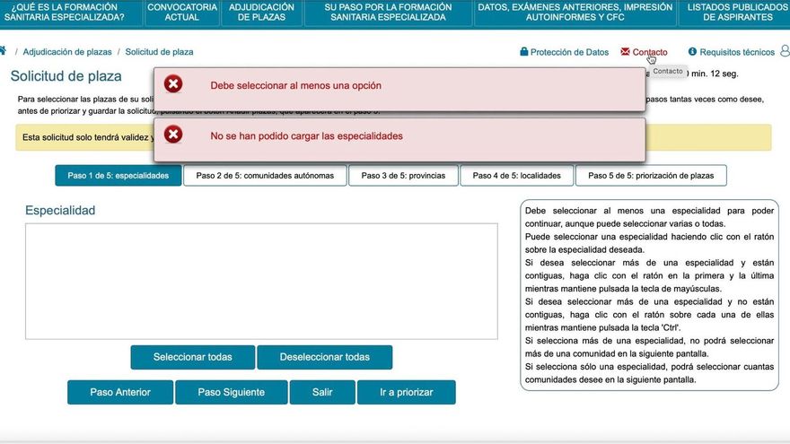 La 'pelea' de 11.000 MIR con la web de Sanidad que adjudicará las plazas: "Llevo dos días y no tengo nada"