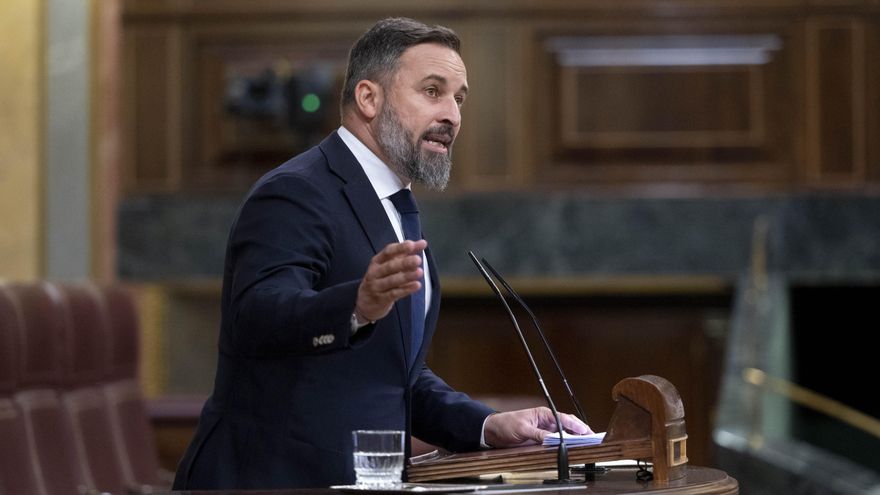 El líder de Vox, Santiago Abascal, interviene en la primera jornada de la 26 edición del Debate sobre el Estado de la Nación, en el Congreso de los Diputados, a 12 de julio de 2022, en Madrid (España).