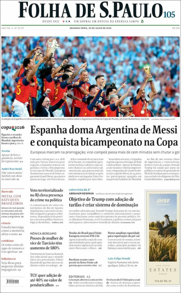 Las lágrimas de Messi y el título de España, en las tapas de los diarios del mundo