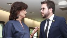 Los vicepresidentes del Gobierno y la Generalitat, Carmen Calvo y Pere Aragonès