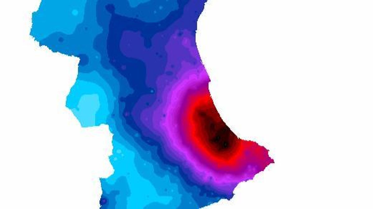 El temporal Adam deja registros de más de 700 litros por metro cuadrado en 48 horas en las comarcas valencianas de la Marina Alta y la Safor