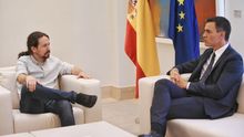Pedro Sánchez y Pablo Iglesias, en una reunión en el Palacio de la Moncloa en septiembre de 2018.
