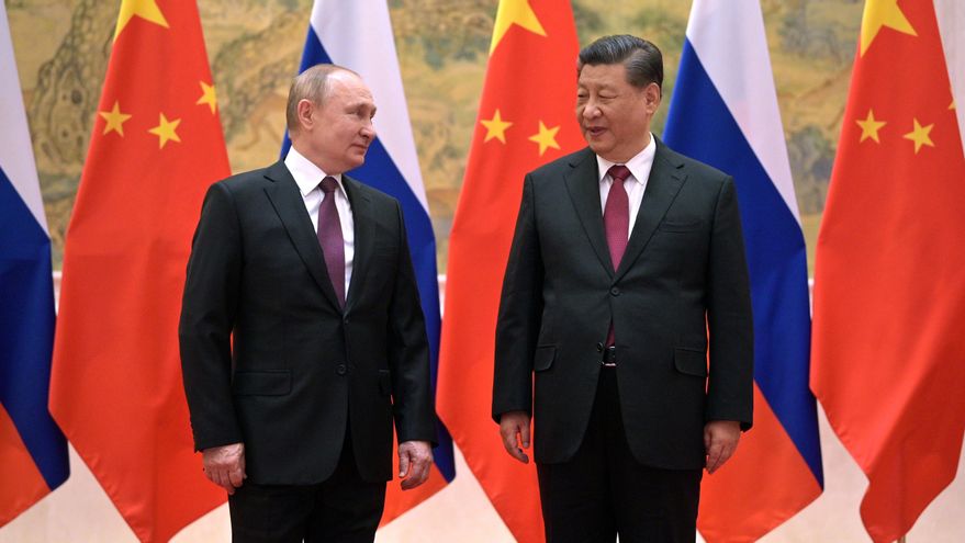 El presidente ruso, Vladímir Putin, y su homólogo chino, Xi Jinping, durante una reunión en Pequín el pasado 4 de febrero.