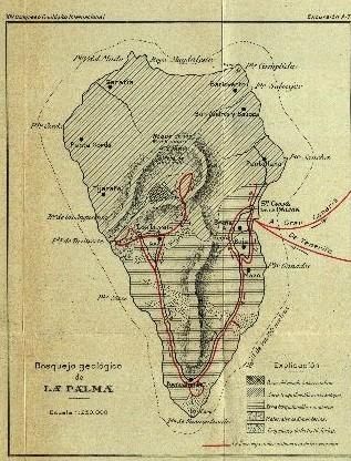 Mapa de la visita de los científicos a La Palma. Mayo de 1926.