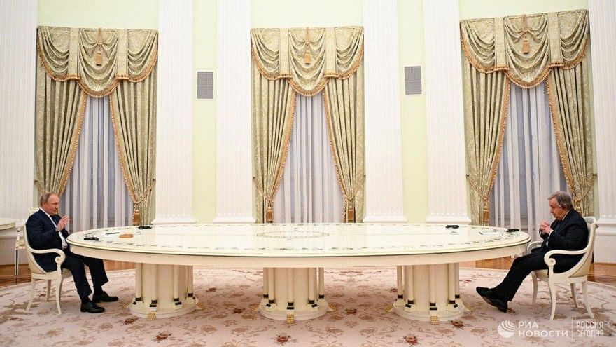 El secretario general de la ONU, António Guterres, y el presidente de Rusia, Vladímir Putin