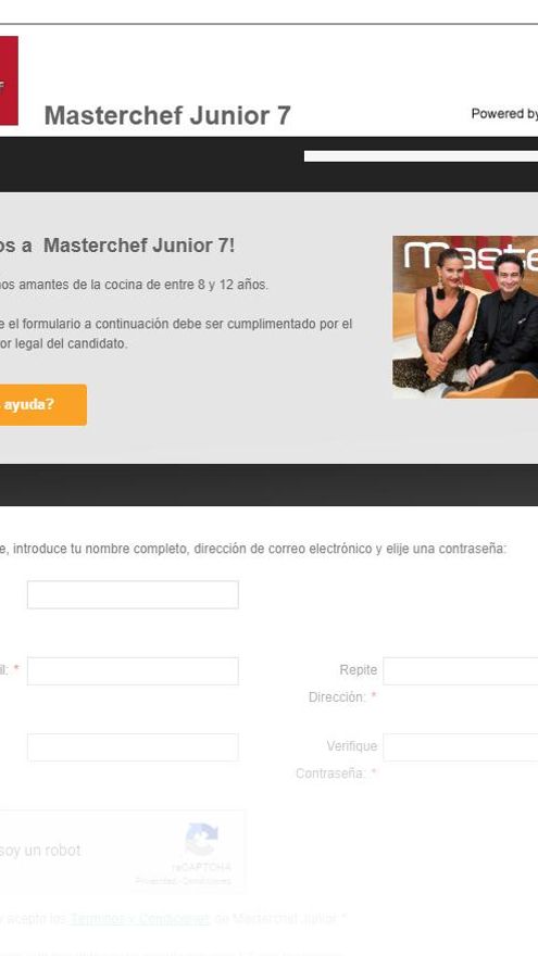 Formulario de casting para 'MasterChef Junior 7'