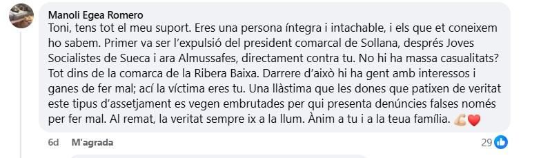 Comentari publicat per Manoli Egea.