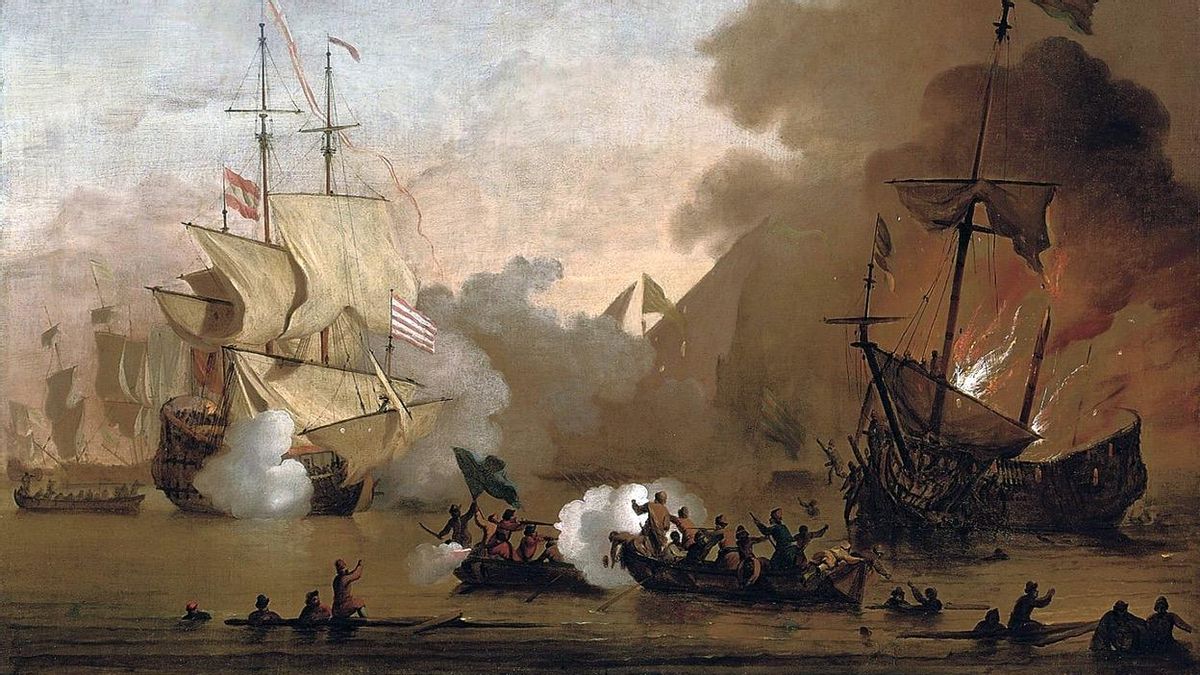 Una acción bélica entre un barco inglés y navíos turcos, como los que desembarcaban en Eivissa para hacer cautivos.