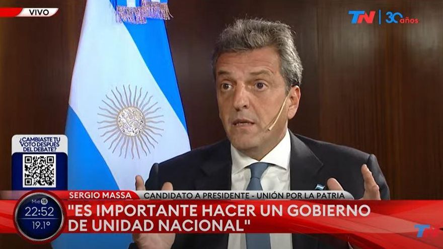 Sergio Massa volvió a convocar a un gobierno de unidad nacional: "La Argentina del amigo o enemigo se muere el 10 de diciembre"