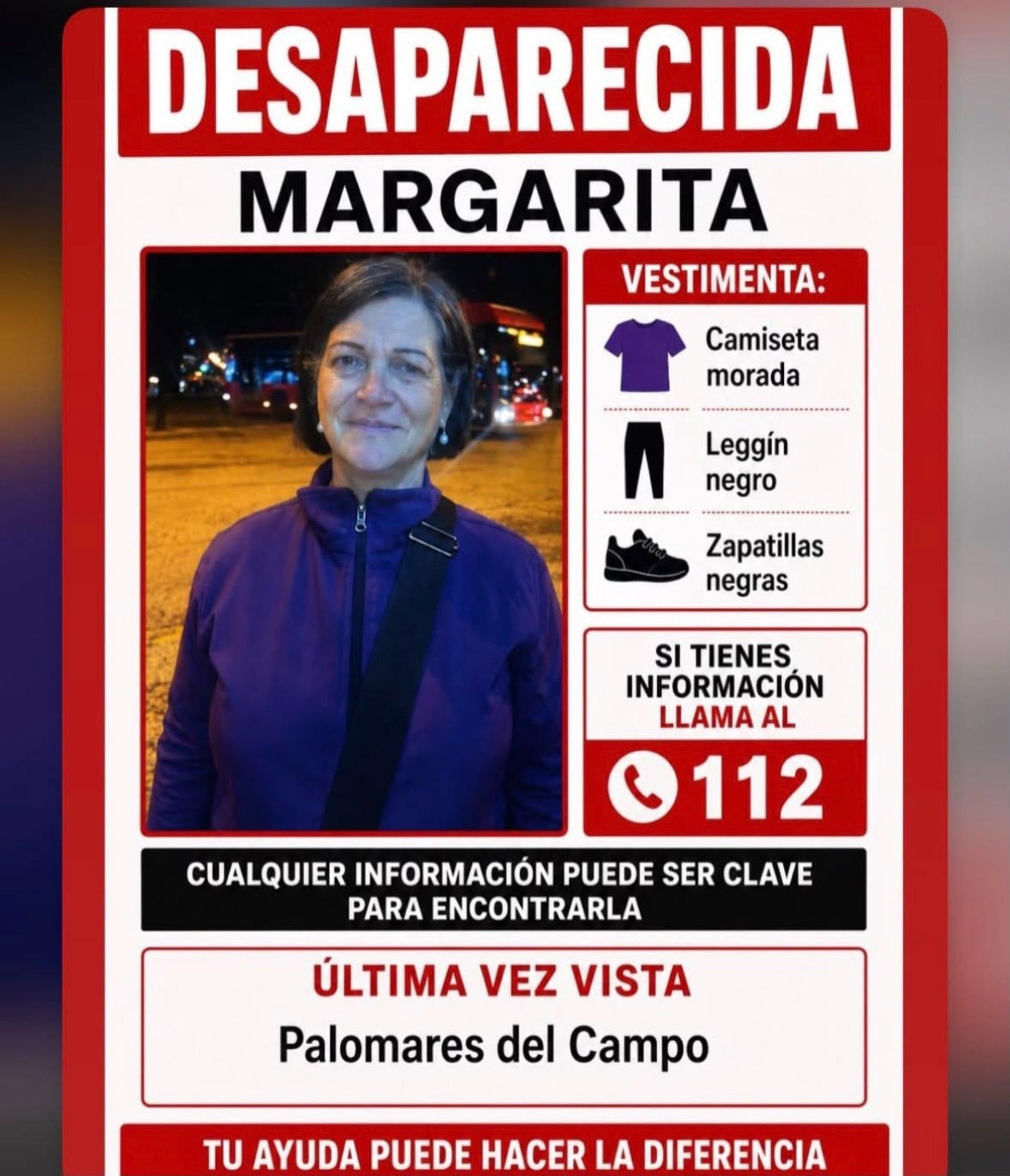 Margarita, desaparecida el 11 de agosto en Palomares del Campo