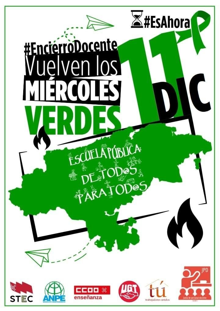 Convocatoria de encierro docente para este miércoles en Cantabria.