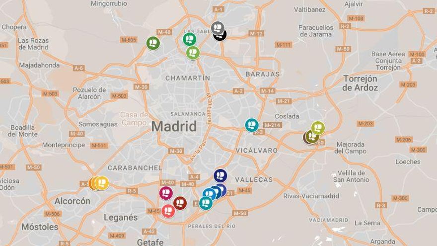 Captura del mapa de vertidos de Madrid