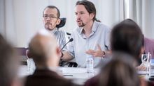 Pablo Iglesias, junto a Pablo Echenique, en el Consejo Ciudadano del sábado.