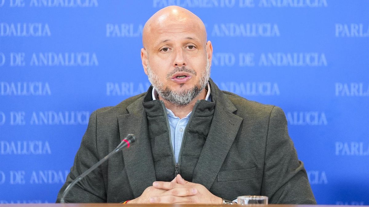 El portavoz adjunto del Grupo Parlamentario Vox, Rodrigo Alonso, durante la rueda de prensa.