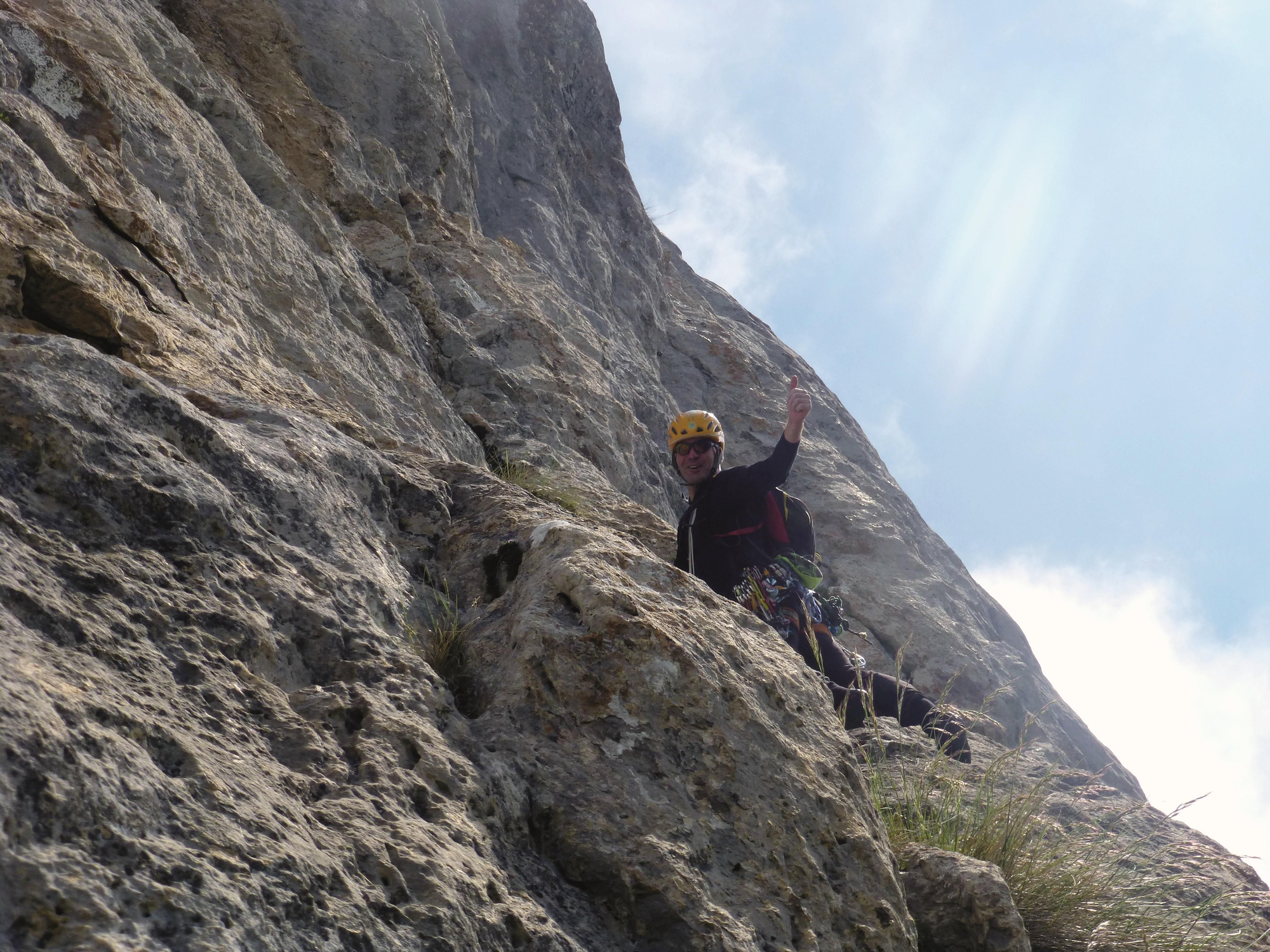 Adriano disfrutando de la escalada “lebaniega”.