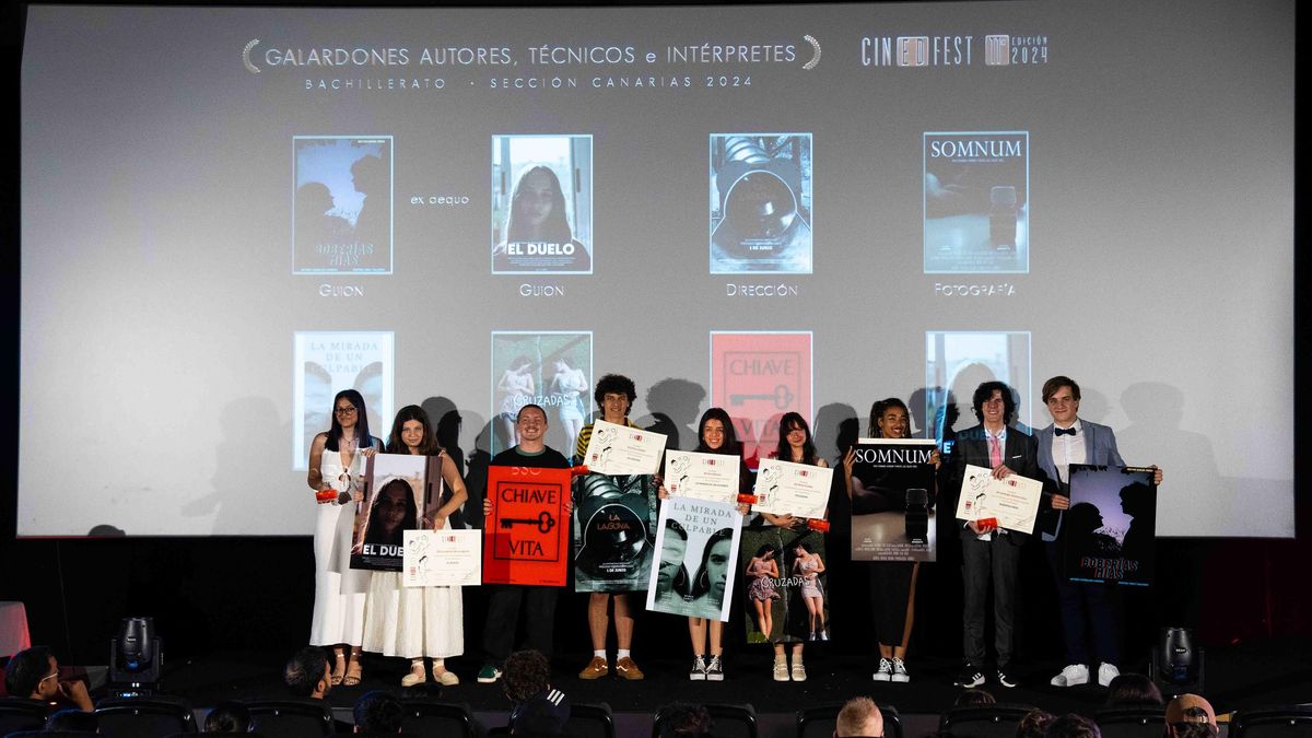 Alumnos premiados, en una de las galas de CinedFest.
