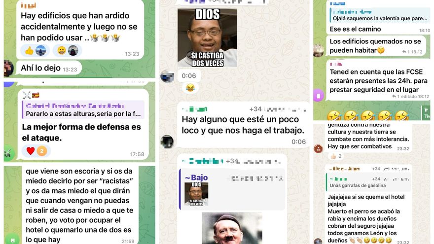 Bulos, racismo y odio en los mensajes de los chats de grupos contrarios a la acogida de migrantes a las afueras de León
