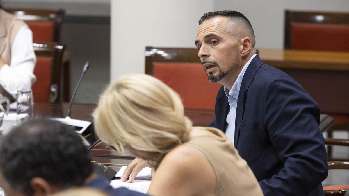 El director del Servicio Canario de la Salud (SCS), Adasat Goya, en la comisión parlamentaria en la que atacó al diputado de NC Yoné Caraballo.