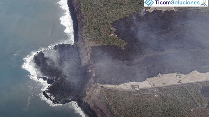 El mayor aporte de lava va por la colada 7 que avanza  hacia la costa con leves ensanchamientos