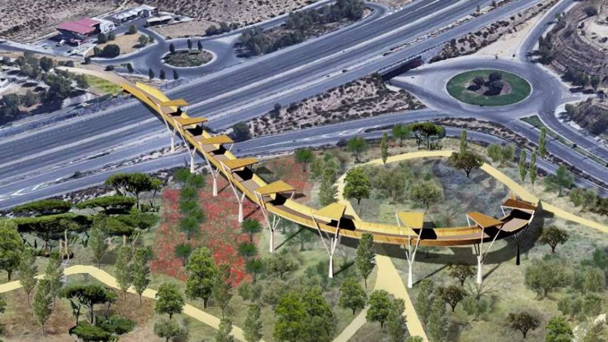 Uno de los diseños descartados para la pasarela sobre la M-11