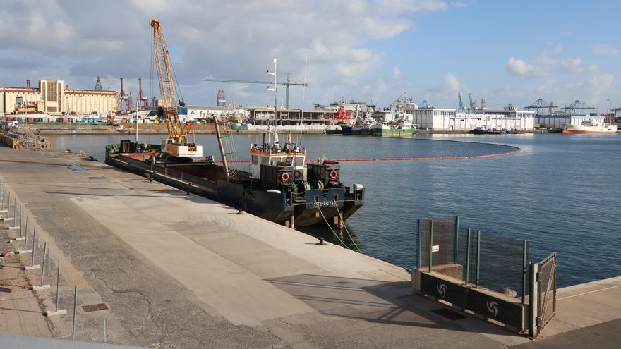 Obras en el Muelle Pesquero, junto a la pasarela Onda Atlántica, en La Isleta