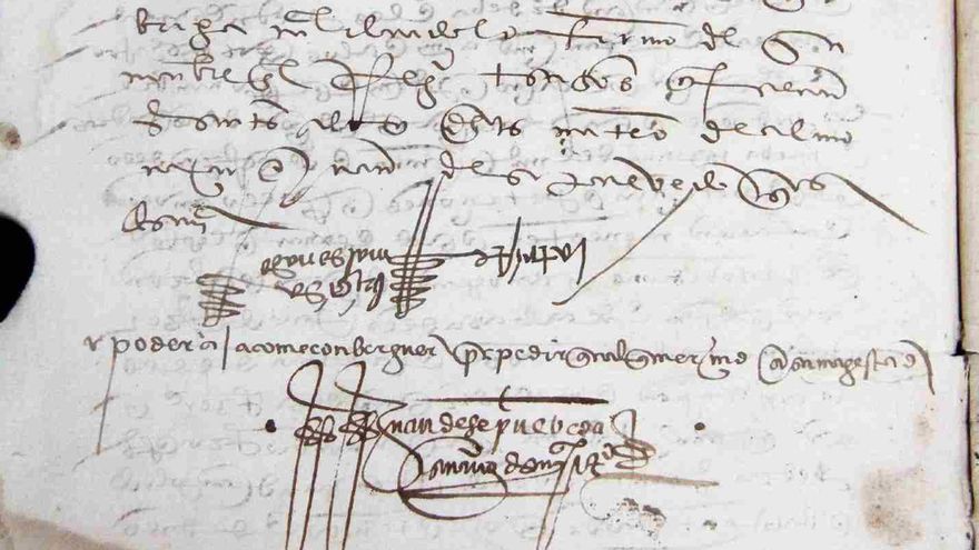 Un año después de enviudar, Brígida Maldonado firmó este poder notarial que se exhibe en el Archivo Histórico Provincial de Sevilla