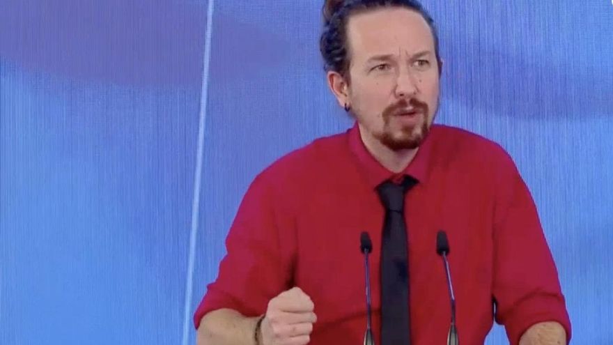 Pablo Iglesias, durante la presentación del plan de recuperación económica del Gobierno