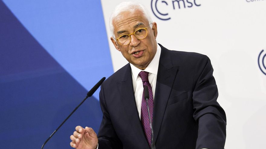 El presidente del Consejo Europeo, António Costa, durante una rueda de prensa en el marco de la Conferencia de Seguridad de Múnich.